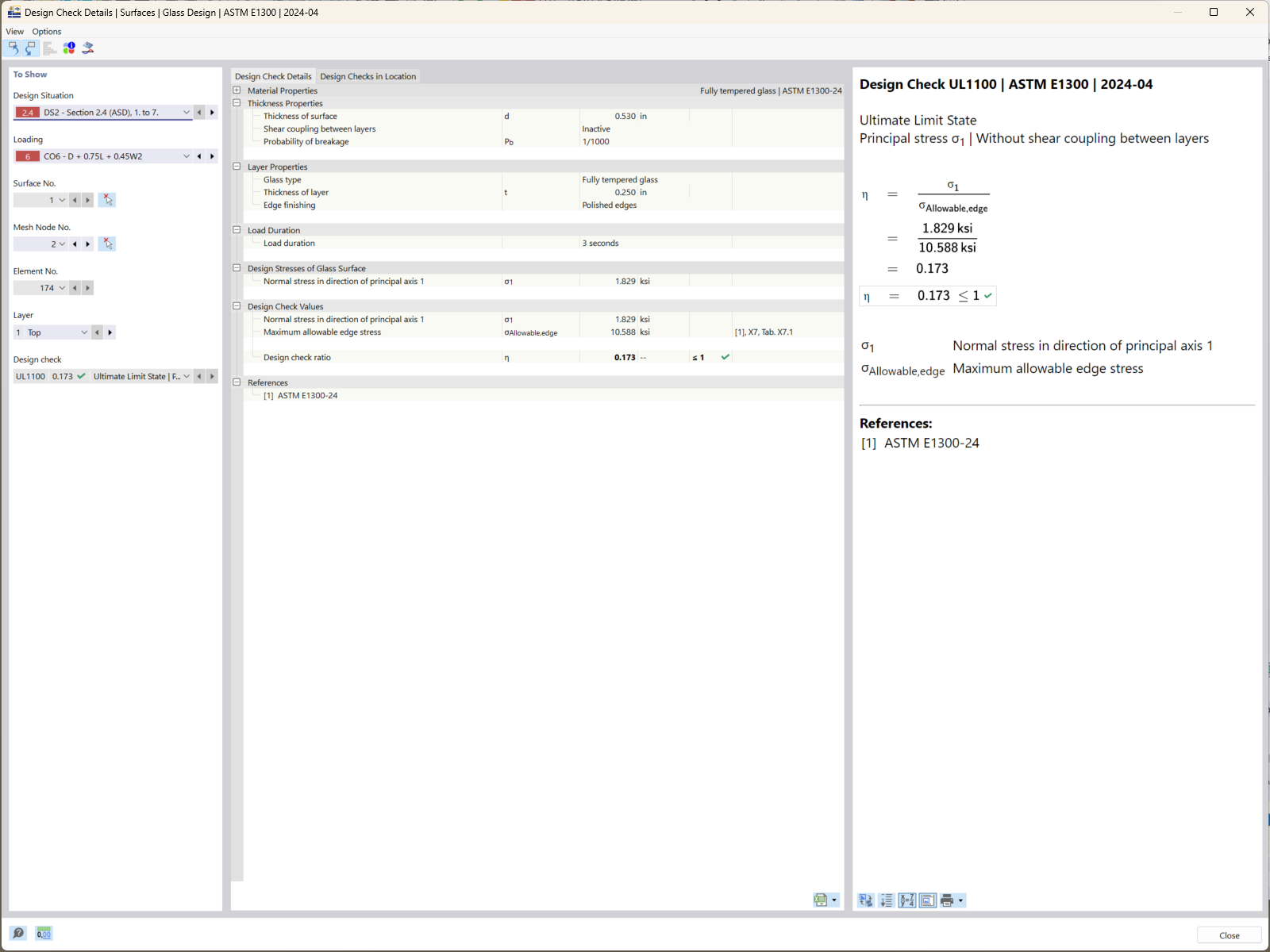 RFEM 6 zobrazuje podrobné integrace posouzení detailů pomocí komplexních norem.