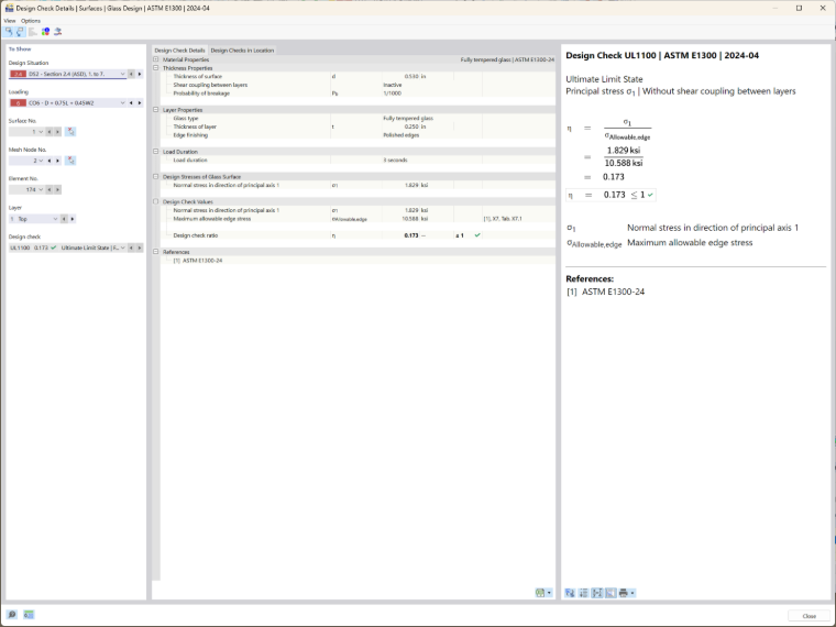 RFEM 6 zobrazuje podrobné integrace posouzení detailů pomocí komplexních norem.