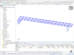 Detailní pohled na ocelovou střešní konstrukci arény Glaspalast v programu RFEM