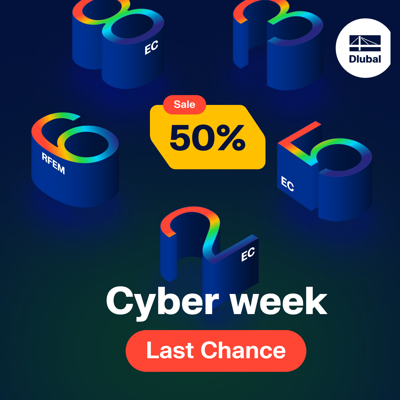 Propagační vizuál představující poslední šanci na nabídky Cyber Week. K vyjádření naléhavosti jsou použity jasné, poutavé grafiky.