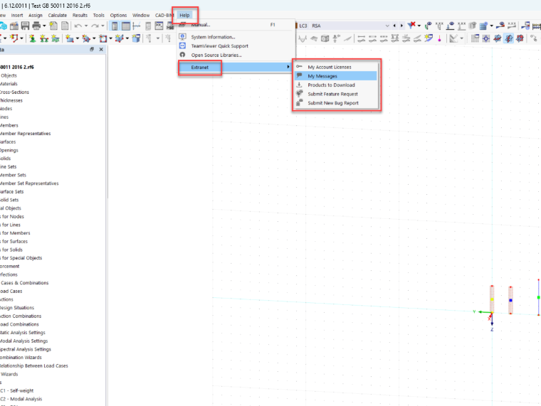 Pokyny pro otevření extranetu (uživatelského účtu) v programu RFEM 6.