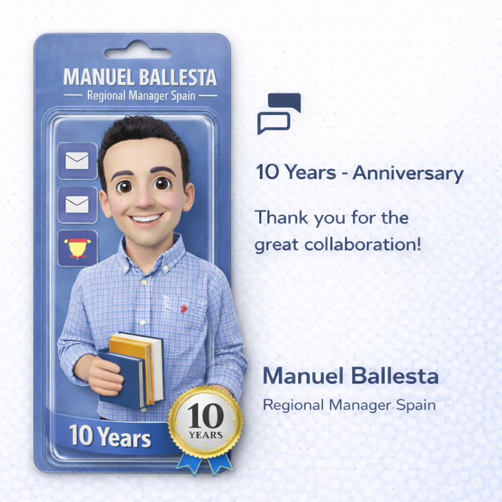 3D ilustrace Manuela Ballesty k jeho 10. výročí ve firmě Dlubal Software na pozici regionálního manažera pro Španělsko.