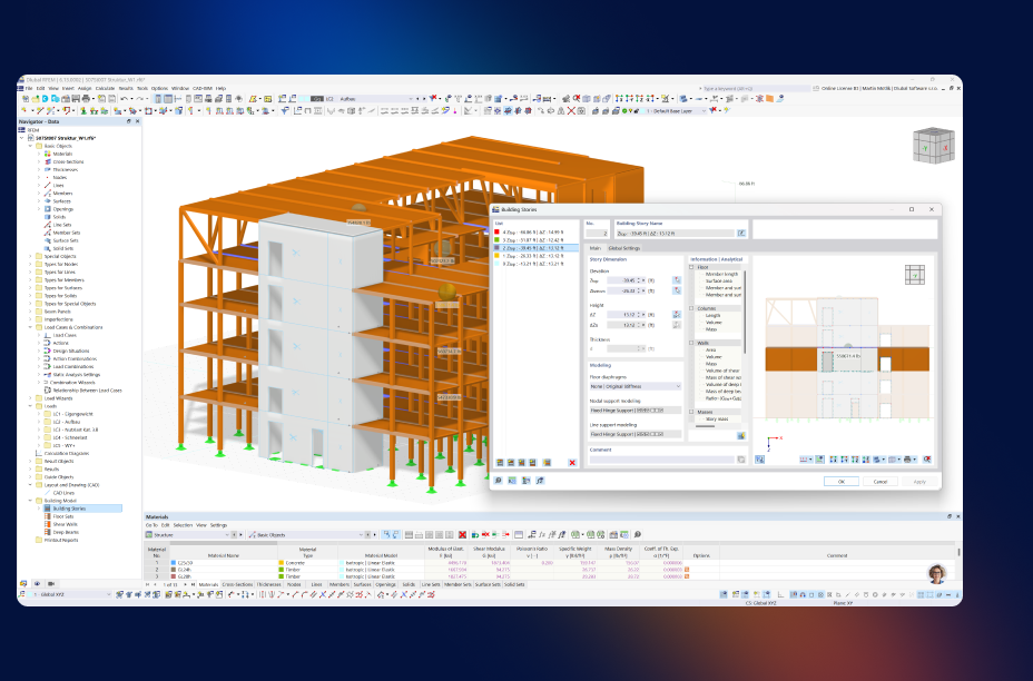 Digitální model znázorňuje statické výpočty pro laboratorní budovu v Garchingu a ilustruje architektonické a inženýrské koncepty.