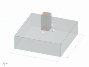 3D model základové patky RFEM 6 čtvercová patka se sloupem uprostřed