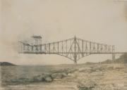 Jižní úsek québeckého mostu v roce 1907 krátce před jeho zřícením v důsledku konstrukčních problémů.