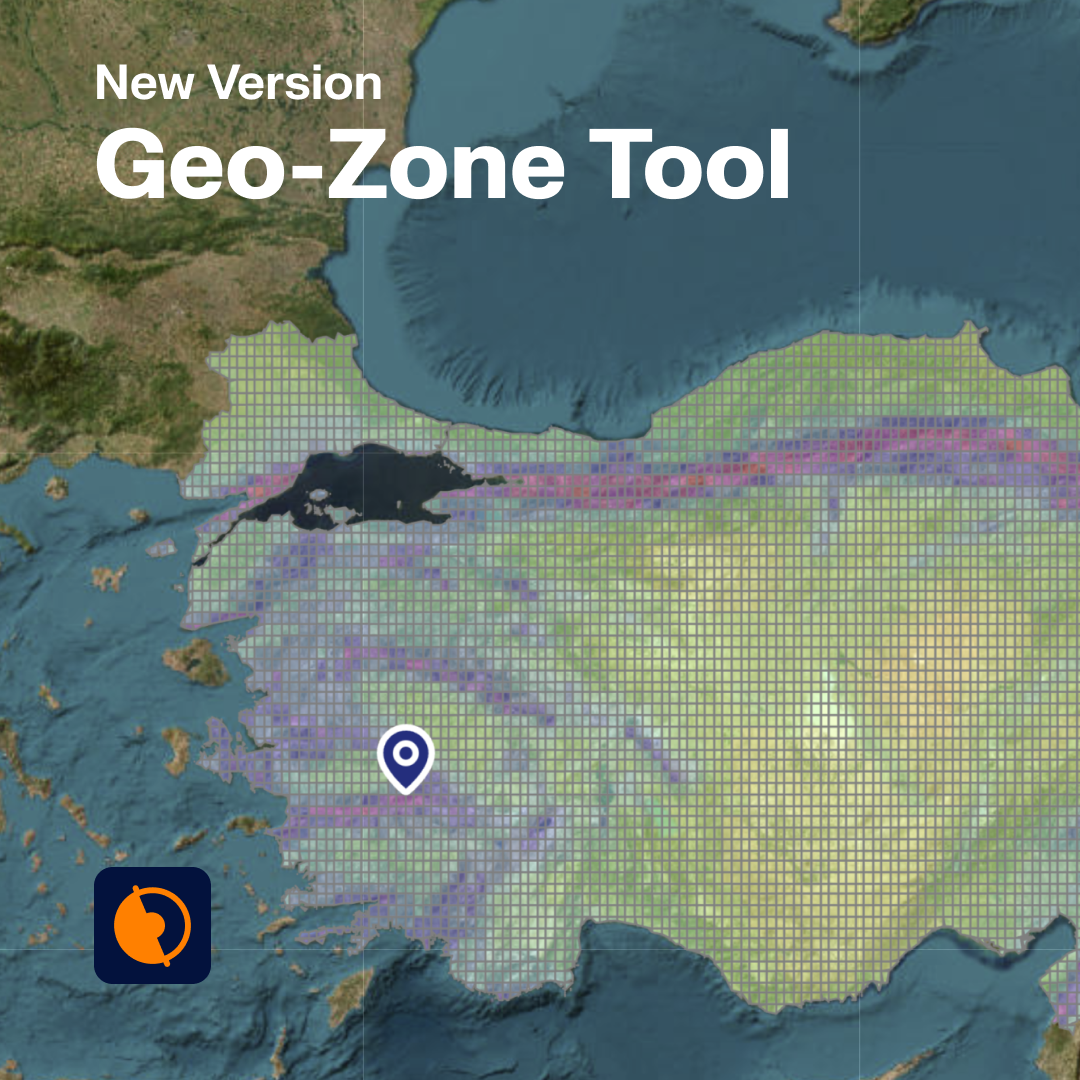 Uživatelské rozhraní nástroje Geo-Zone s různými geografickými oblastmi pro parametry statické analýzy.