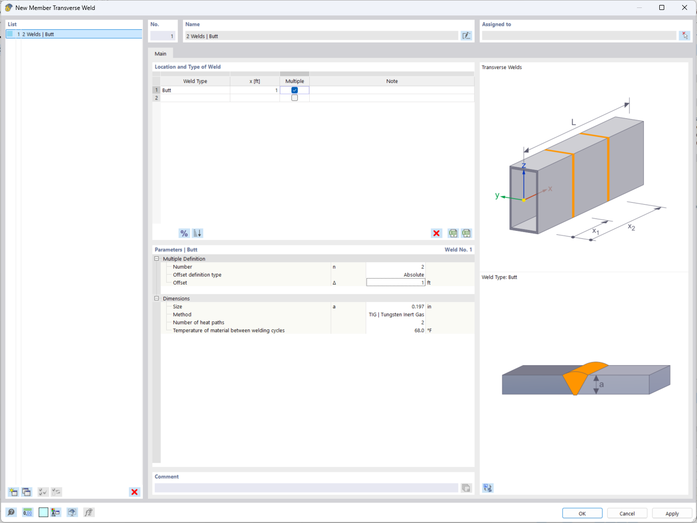 Zohlednění příčných svarů prutů podle ADM v programech RFEM a RSTAB
