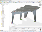 3D model moderní autobusové zastávky s ocelovou konstrukcí v programu RFEM