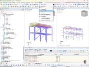 Zobrazení ve dvou oknech v programu RFEM 6 umožňuje zobrazit zatížení a osové síly vedle sebe.