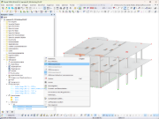 Plocha programu RFEM s aktivovanými pomocnými liniemi v navigátoru Data