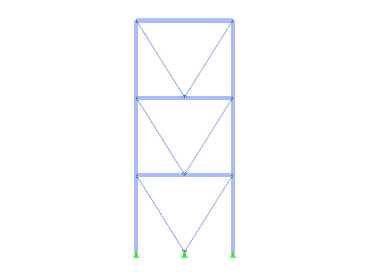 Ocelová konstrukce se systémem vzpěr ve tvaru V pro zvýšenou stabilitu a průběh zatížení.