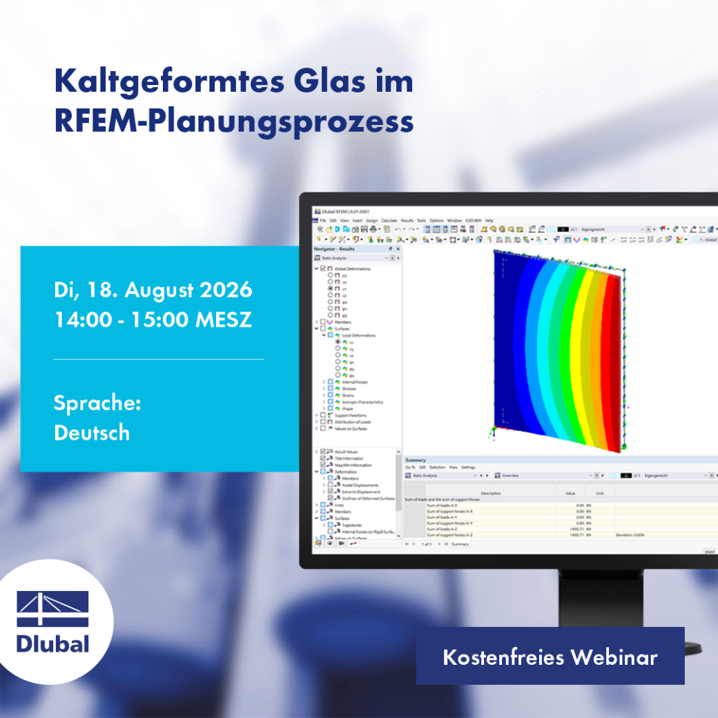 Chladně tvarované sklo v procesu plánování v programu RFEM