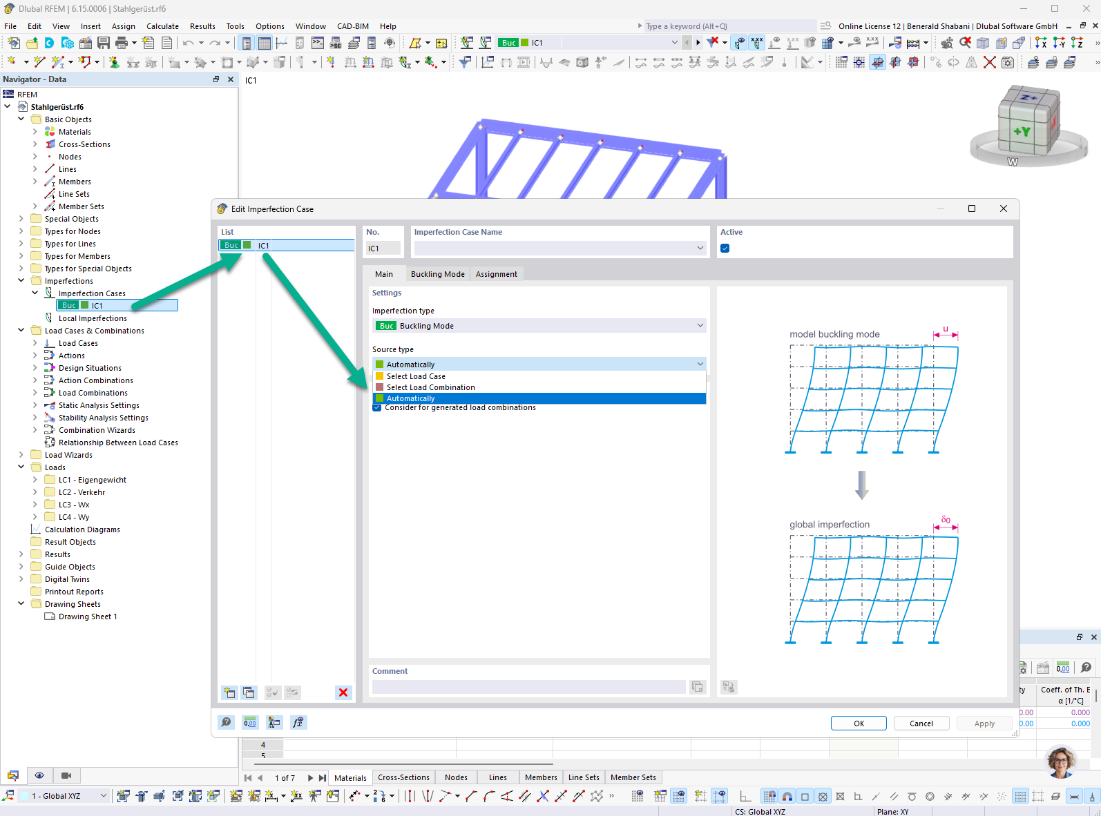 Automatické stanovení náhradních geometrických imperfekcí v programech RFEM a RSTAB