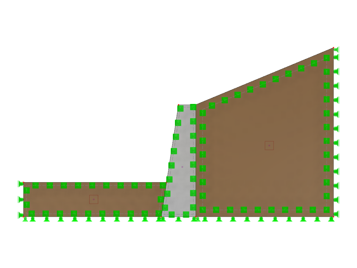 Model 006170 | Gravitní opěrná zeď se skloněnou zeminou