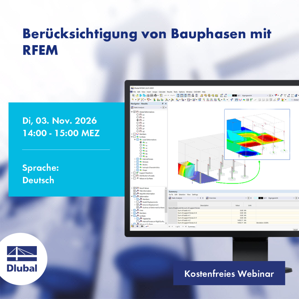 Zohlednění fází výstavby v programu RFEM