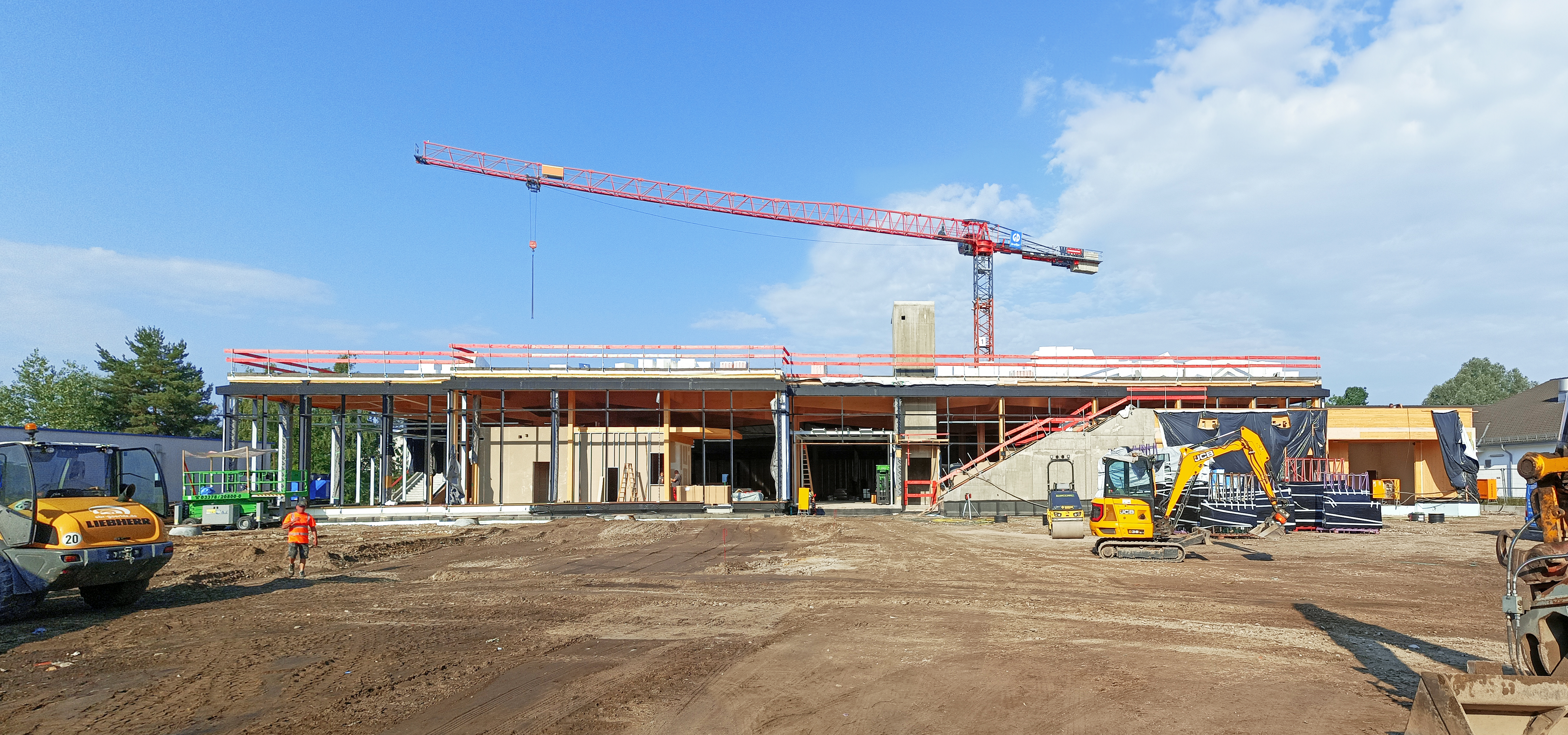 Vnější pohled na Rewe Königs Wusterhausen během fáze výstavby | © FRANKEN Generalplaner GmbH