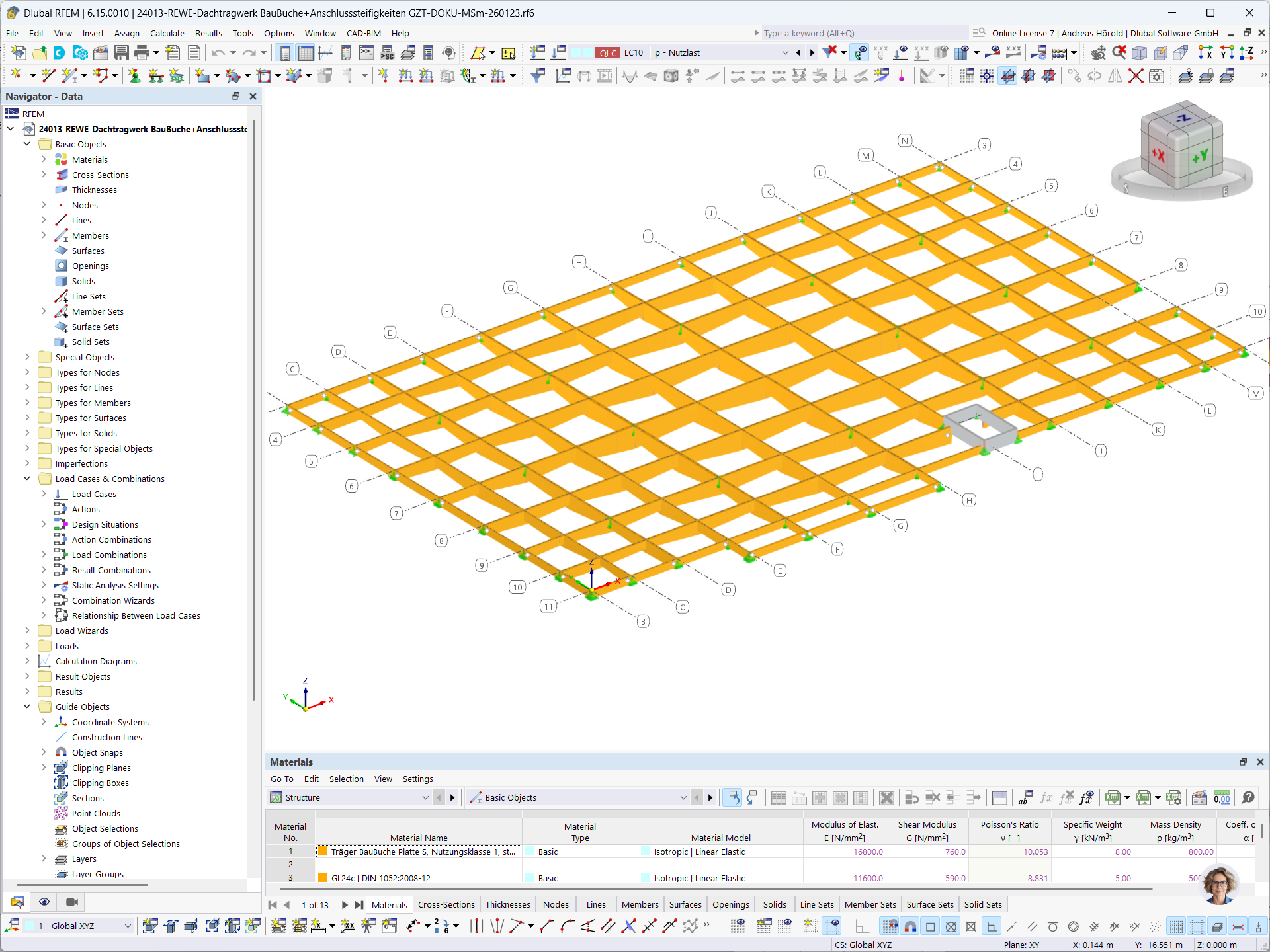Model střešní konstrukce ze dřeva v RFEM | © B+G