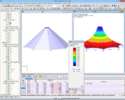 Zeltkonstruktion vor und nach Formfindung in RFEM