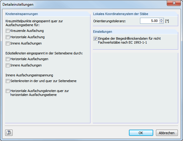 Detaileinstellungen