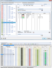 Kombinatorik-Dialog und Tabelle 2.5 Lastkombinationen