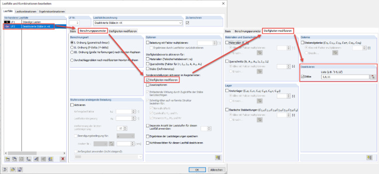 Option 'Deaktivierung' in RSTAB