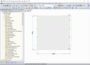 Berechnungsmodell in RFEM: ein FE-Element, links gehalten, rechts gezogen