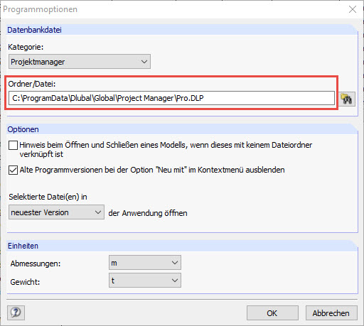 Programmoptionen