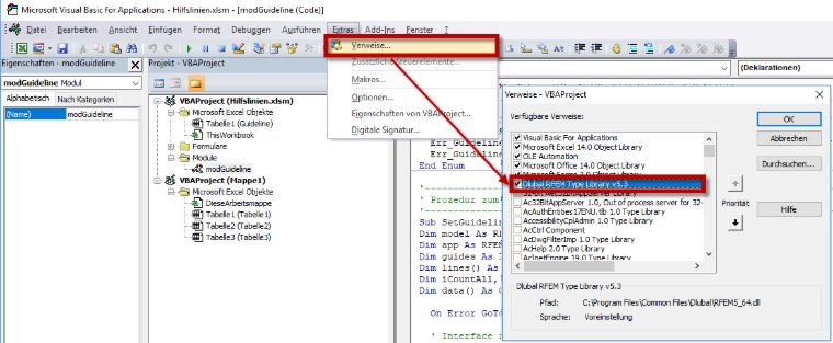 Dlubal RFEM Type Library einbinden