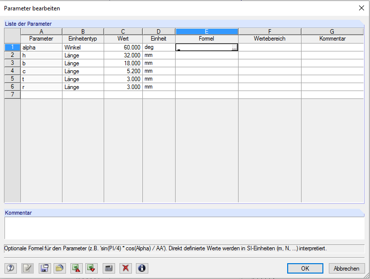 Parameterliste