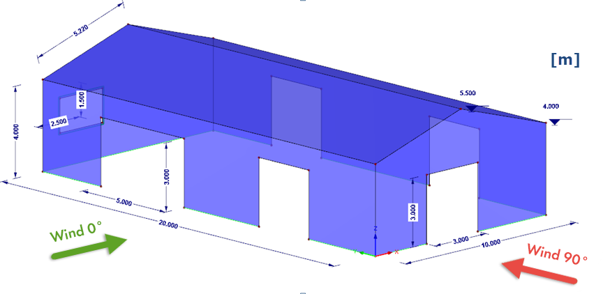 3D-Ansicht einer Industriehalle