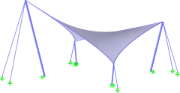 Membrankonstruktion in Form eines hyperbolischen Paraboloids