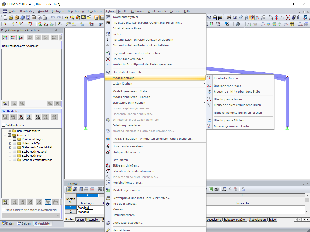 Modellkontrolle in RFEM