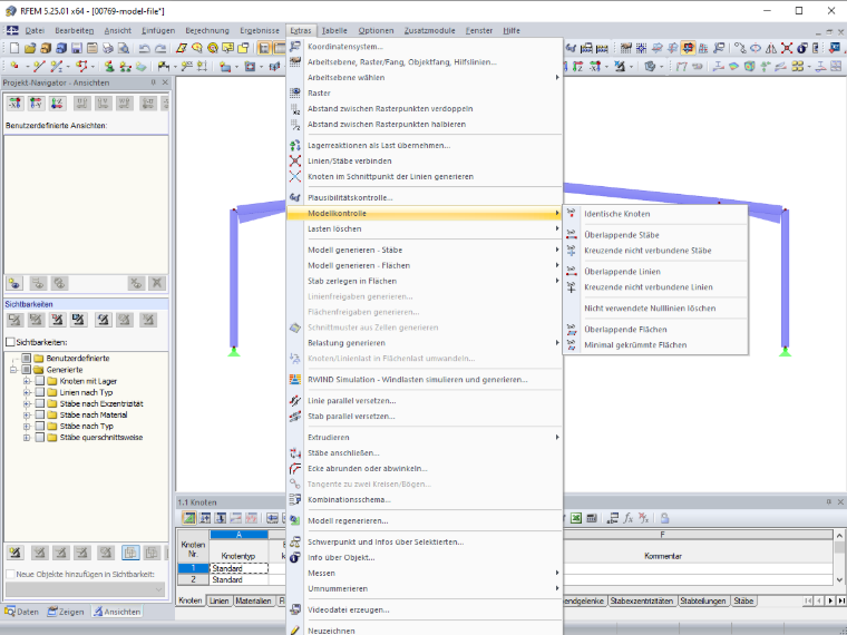 Modellkontrolle in RFEM