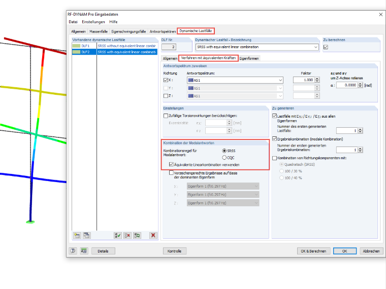 Aktivierung der äquivalenten Linearkombination in RF-/DYNAM Pro