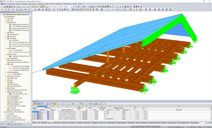 3D-Modell der Dachkonstruktion in RFEM (© Maderas Besteiro S.L.)