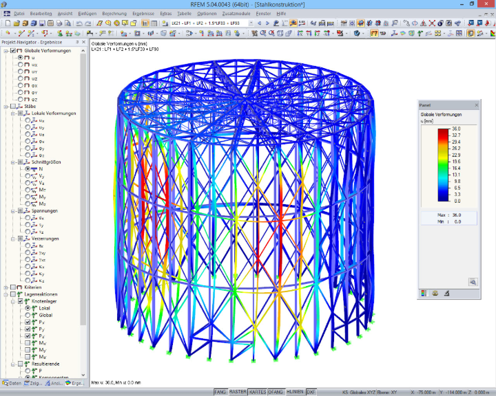 3D-Modell mit Verformungen in RFEM (© Knapp)