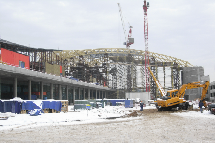 Terminal 3 des Flughafens Sheremetyevo im Bau (© Bollinger+Grohmann)
