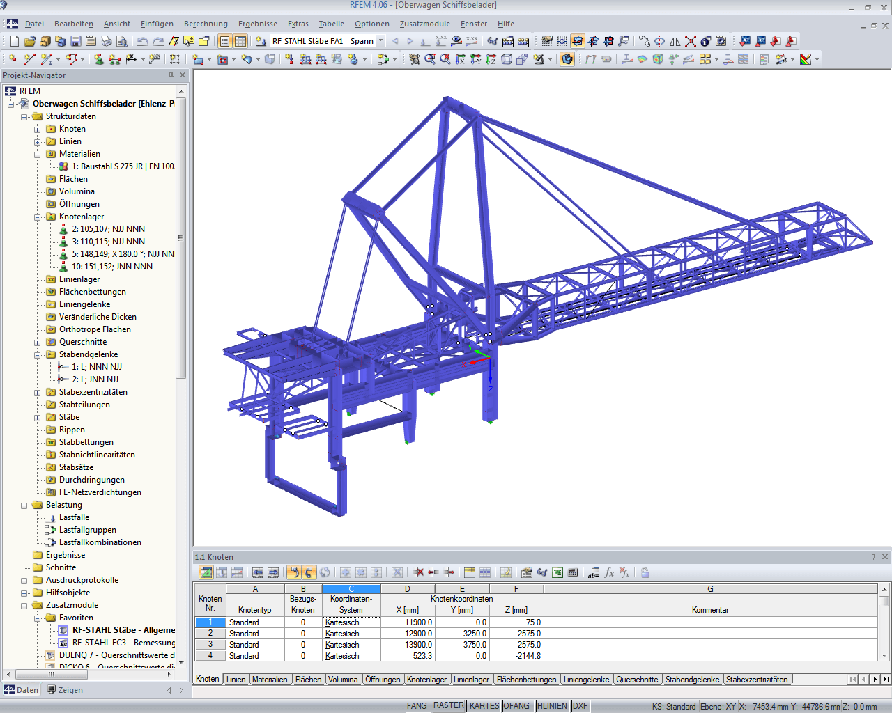 Gesamtmodell Oberwagen in RFEM (© IB Jürgen Ehlenz)