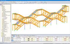 RFEM-Modell der Treppenkonstruktion aus Holzfachwerkbindern (© Josef Kolb AG)