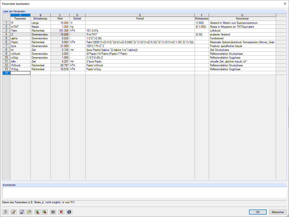 Parameterliste