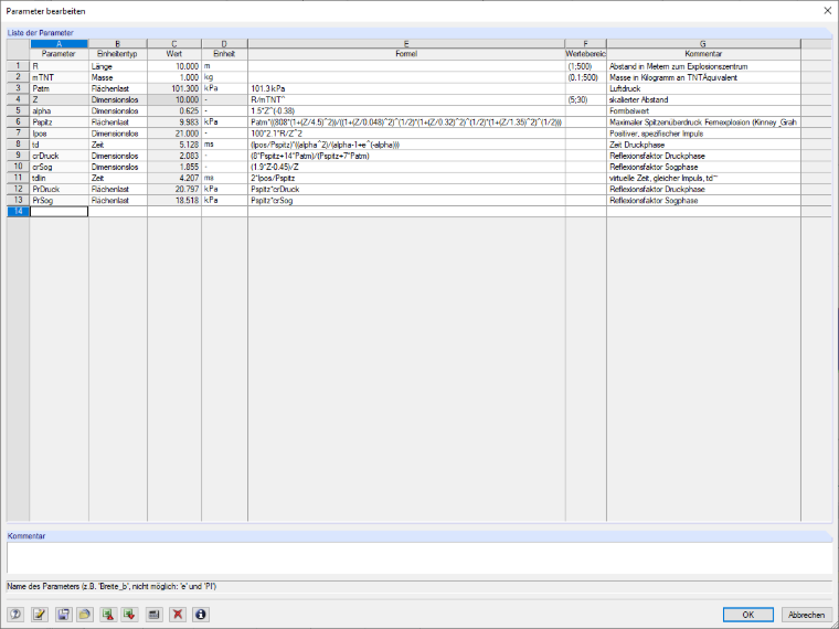 Parameterliste