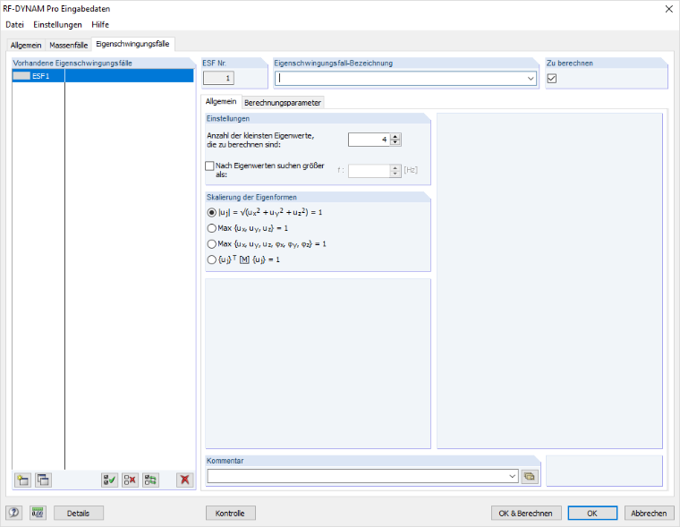 Dialog "Allgemein" in RF-/DYNAM Pro