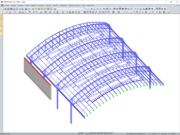 RFEM-Modell einer Überdachung des Großraumbüros in Prag