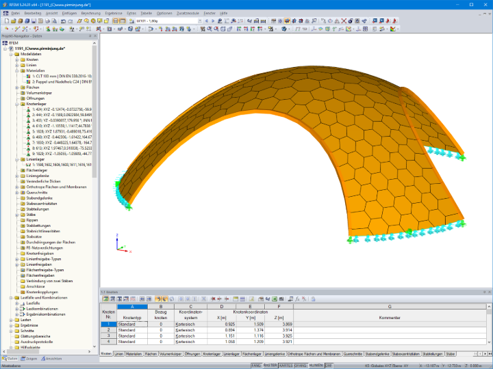 Modell des Holzpavillons in RFEM (© PIRMIN JUNG)
