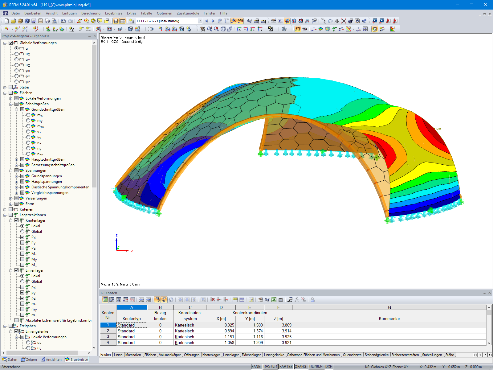 Verformungsbild des Holzpavillons in RFEM (© PIRMIN JUNG)