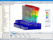 In RF-DYNAM Pro berechnete 1. Eigenform des Wohnhochhauses in RFEM (© bauart Konstruktions GmbH & Co. KG)