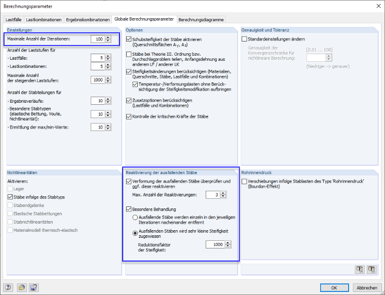 RSTAB-Dialog "Berechnungsparameter"
