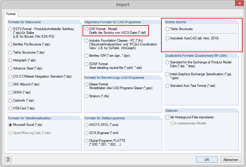 Import Dialog
