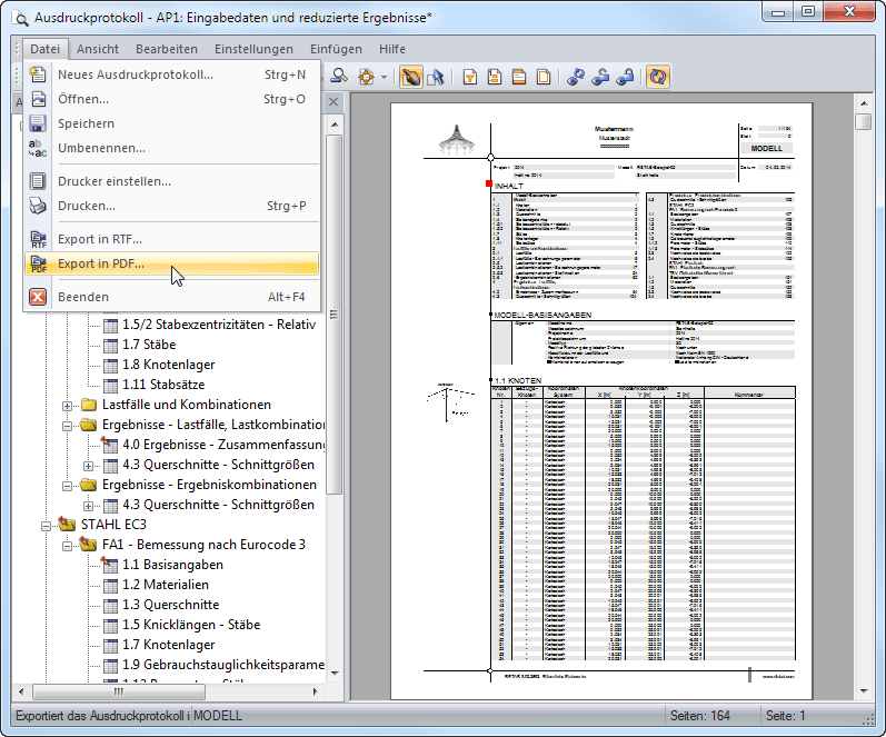 Export in PDF