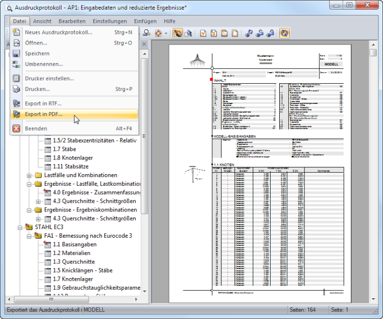 Export in PDF
